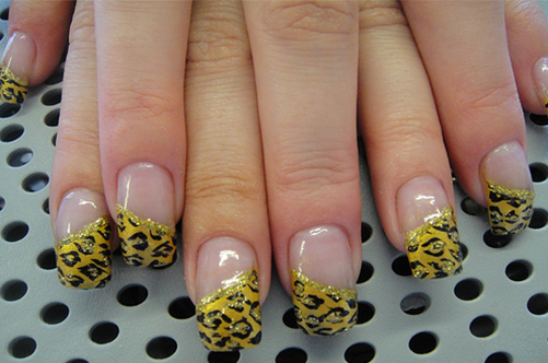 описание: леопардовый френч на натуральных ногтях фото