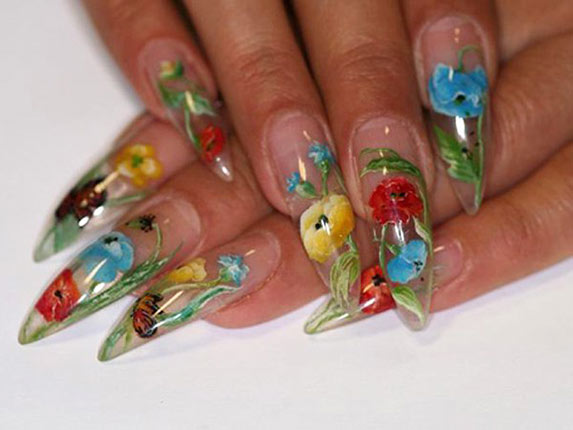 описание: аквариумный дизайн ногтей с маками